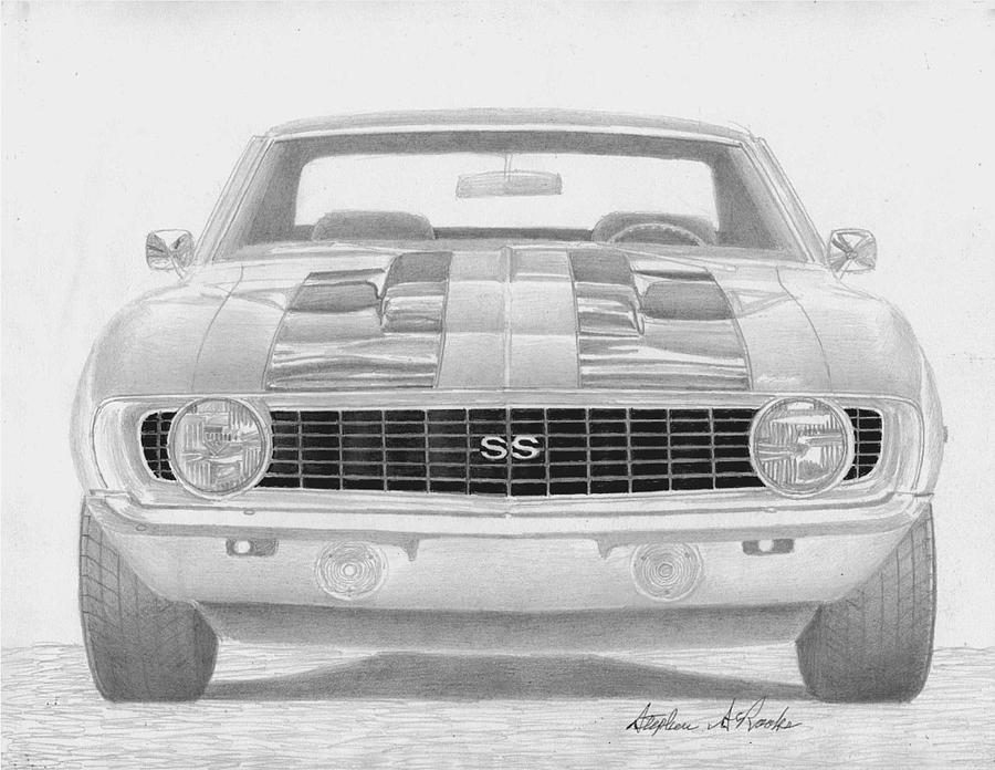 900x696 Chevrolet Camaro Ss Classic Car Art Print Mixed Media - Camaro Ss Drawing