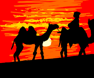 300x250 silhouette camel caravan drawing - Camel Caravan Drawing
