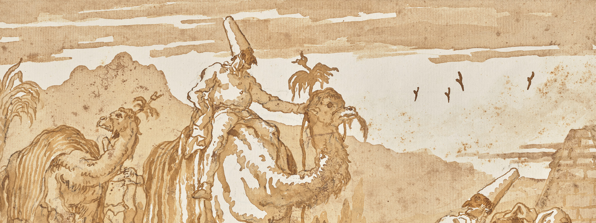 2048x768 The Flight Into Egypt Drawings In Context - Camel Caravan Drawing