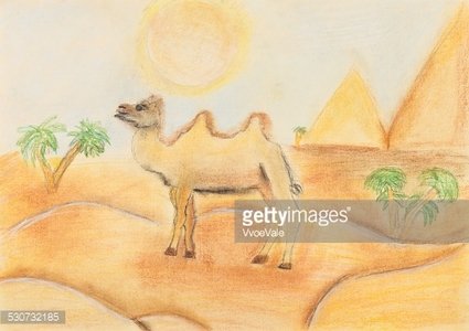425x300 bactrian camel in hot desert stock vectors - Camel In Desert Drawing