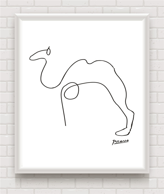 540x640 Pablo Picasso Canvas Painting Wall Art Oil Poster Abstract Line - Camel Line Drawing