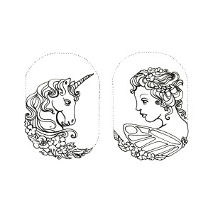 300x300 Unicorn And Fairy Cameo Set Drawing - Cameo Drawing