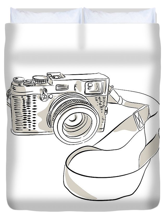 645x853 slr film camera drawing duvet cover for sale - Camera Film Drawing