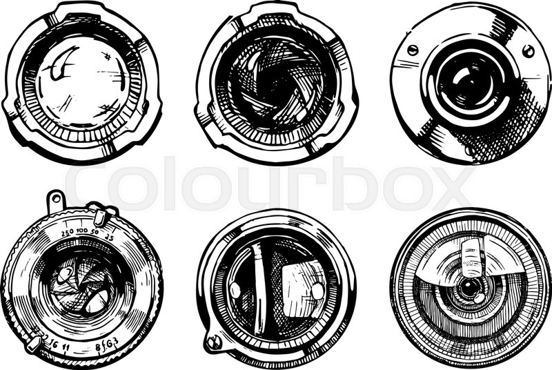 800x536 Vector Hand Drawn Illustration Of The Stock Vector Colourbox - Camera Lens Drawing