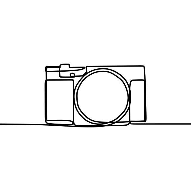 640x640 Digital Camera With Single One Line Art Drawing Vector - Camera Line Drawing