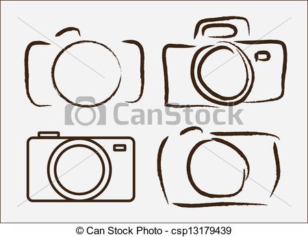 450x346 Photographic Camera Drawn Freehand Over Wite Background Vector - Camera Line Drawing