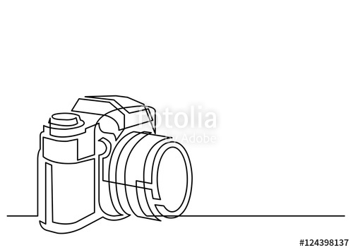 500x354 Continuous Line Drawing Of Professional Photo Camera Stock Image - Camera Line Drawing