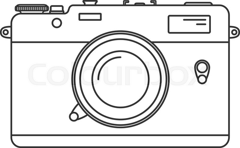 800x495 Camera Line Art Group With Items - Camera Line Drawing Clip Art
