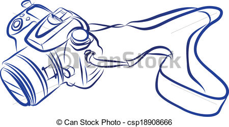 450x250 Free Hand Sketch Of Dslr Camera Vector Vector Illustration - Camera Line Drawing Clip Art