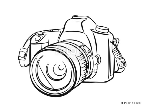 500x370 Modern Camera In Outline Style Stock Image And Royalty Free - Camera Outline Drawing