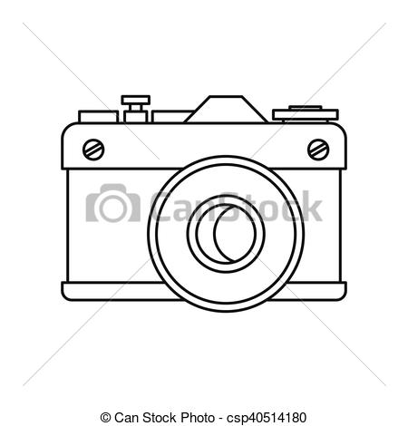 450x470 Retro Photo Camera Icon, Outline Style Retro Photo Camera Icon - Camera Outline Drawing