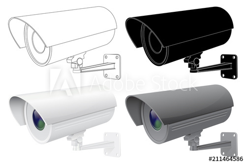 500x334 Security Cctv Camera Outline Drawing, Black Silhouette - Camera Outline Drawing