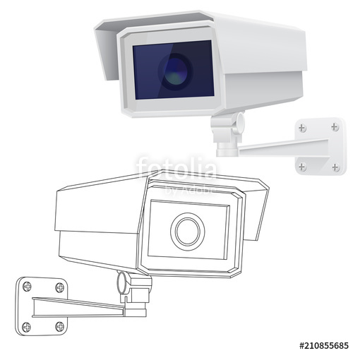 500x500 Security Cctv Camera Outline Drawing And Model Stock Image - Camera Outline Drawing