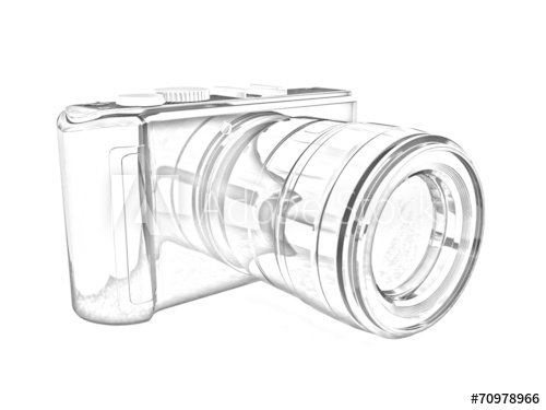 500x375 Illustration Of Photographic Camera Pencil Drawing - Camera Pencil Drawing