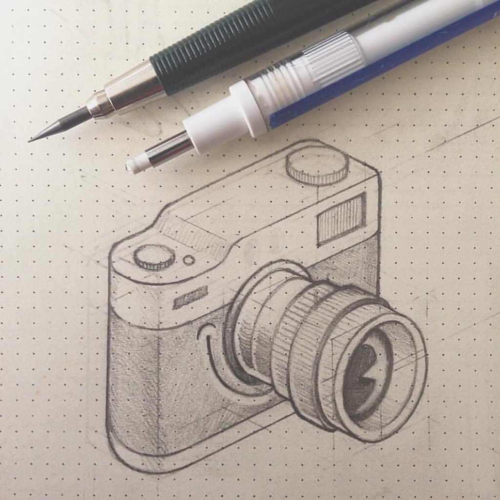 1024x1024 Illustration - Camera Pencil Drawing