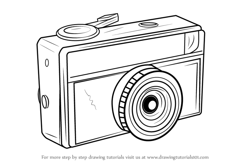 800x566 Learn How To Draw A Vintage Camera - Camera Picture Drawing