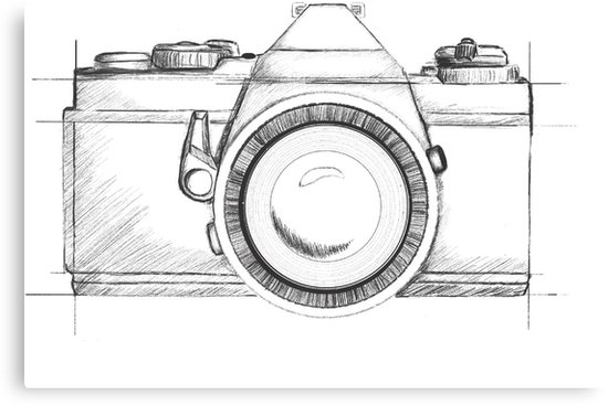 550x367 Vintage Slr Camera Drawing Canvas Prints - Camera Picture Drawing