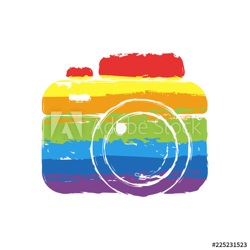 500x500 Photo Camera, Simple Icon Drawing Sign With Lgbt Style, Seven - Camera Simple Drawing