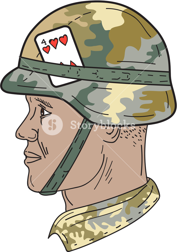 703x1000 Drawing Sketch Style Illustration Of An African American Soldier - Camouflage Drawing