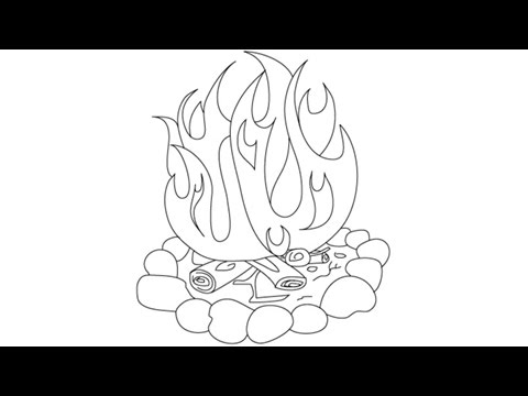 480x360 how to draw a campfire - Campfire Drawing