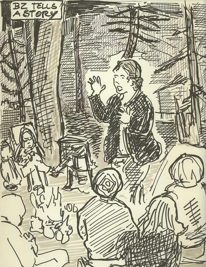 695x900 bz storytelling at campfire drawing - Campfire Drawing