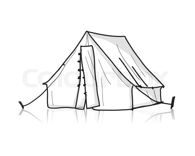 800x640 camping tent for tourism, sketch for stock vector colourbox - Camping Tent Drawing