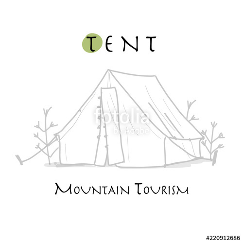 500x500 camping tent for tourism, sketch for your design stock image - Camping Tent Drawing