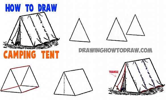 584x352 how to draw tents - Camping Tent Drawing