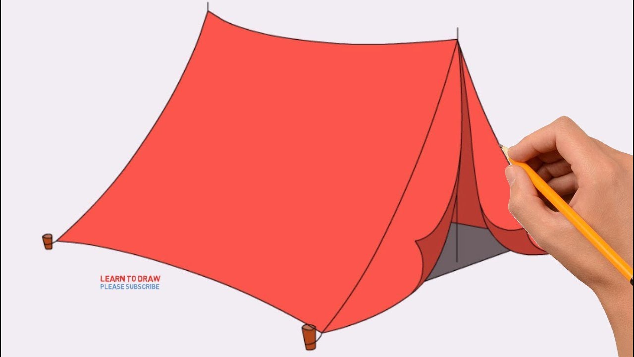 1280x720 how to draw a camping tent step - Camping Tent Drawing