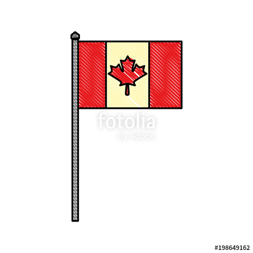 500x500 canadian symbol national flag with maple leaf in the pole vector - Canada Flag Drawing
