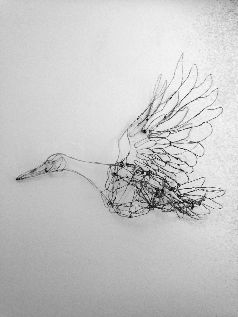 794x1059 flying canada goose wire drawing sculpture art etsy - Canada Goose Drawing