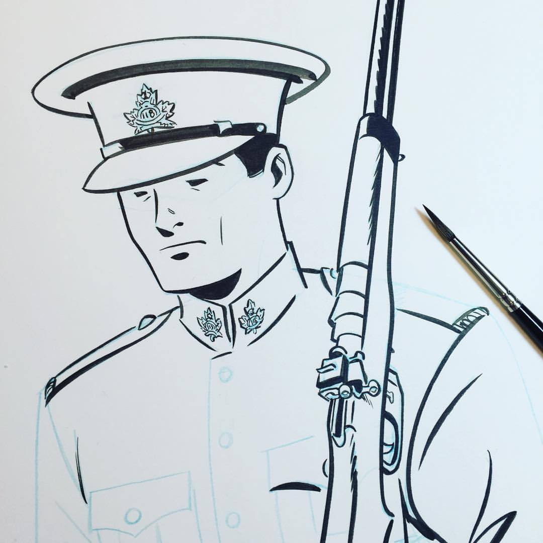 1080x1080 working on an illustration of a wwi canadian scott chantler - Canadian Soldier Drawing