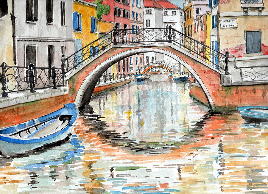 900x653 venice canal drawing - Canal Drawing