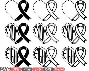 350x281 breast cancer ribbon silhouette clipart heart - Cancer Ribbon Drawing