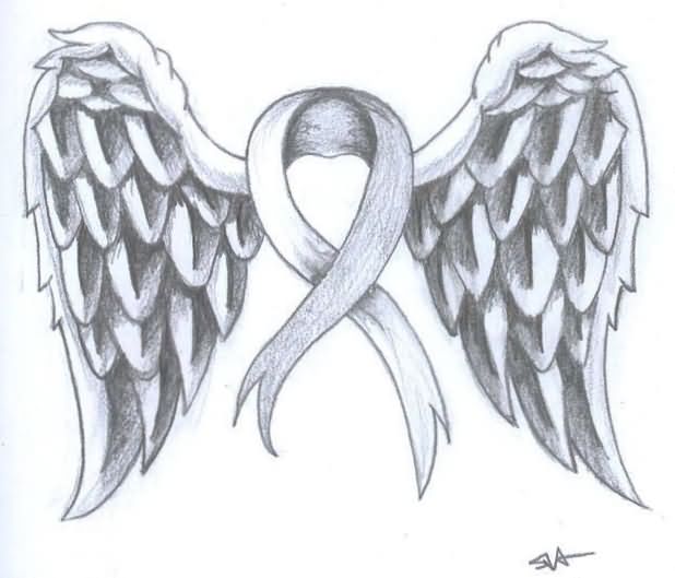 618x529 cancer ribbon with wings clipart clip art images - Cancer Ribbon Drawing