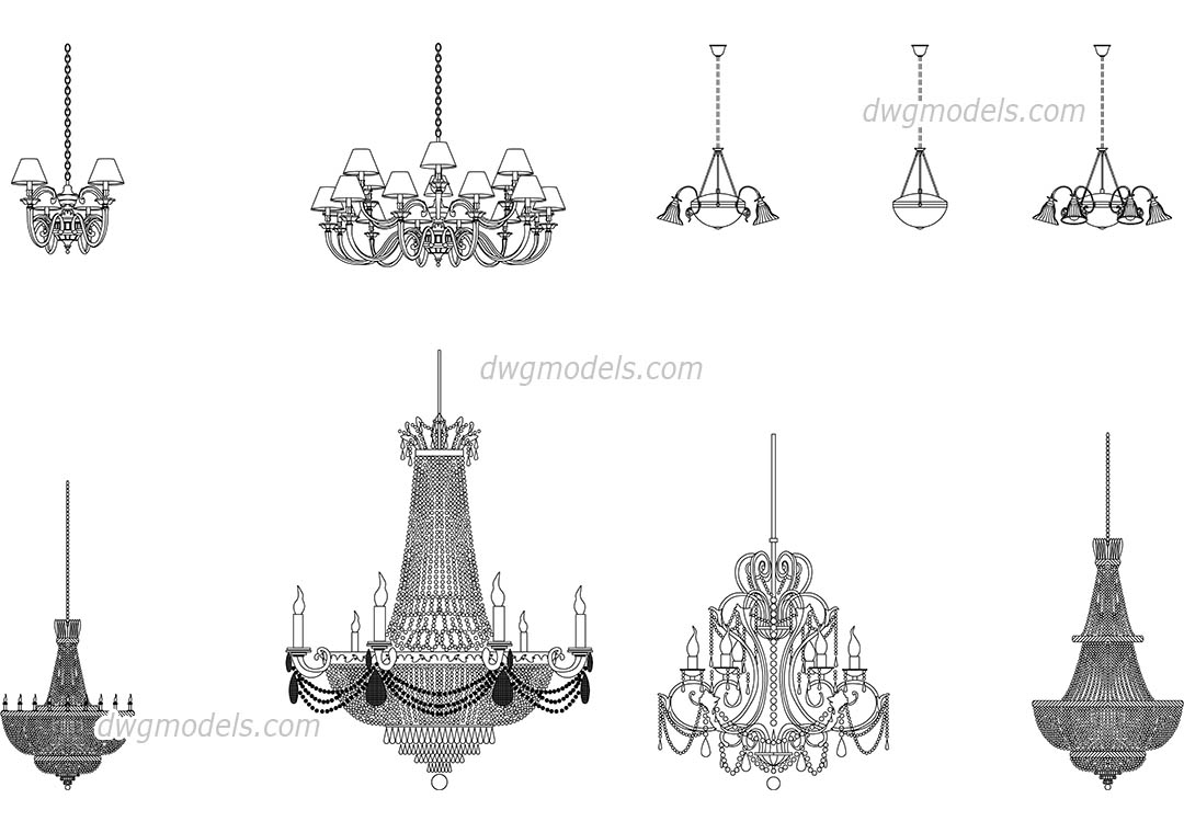 1080x760 chandeliers dwg, free cad blocks download - Candelabra Drawing
