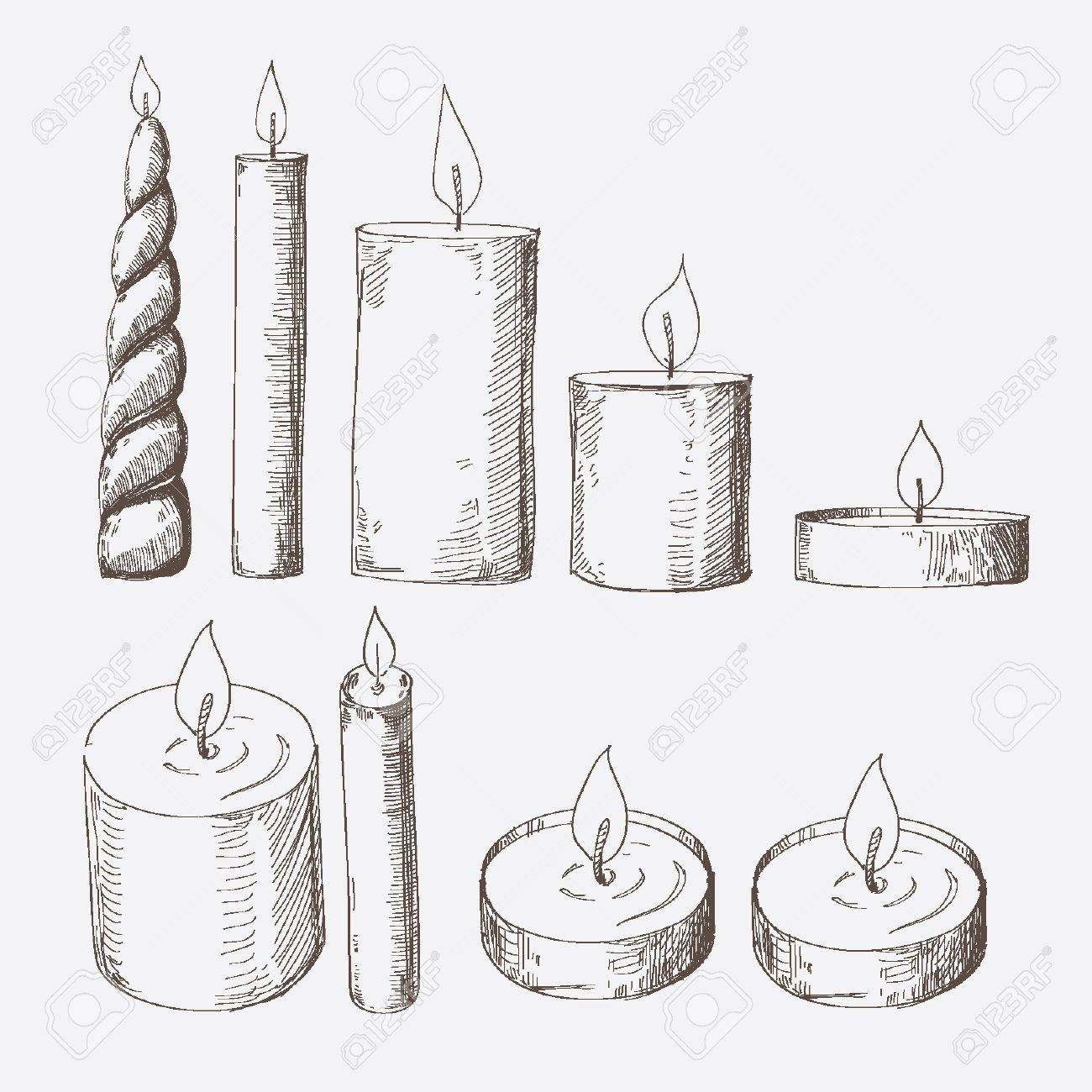 1300x1300 candle drawing sketch candle holder drawing stock vector - Candle Drawing