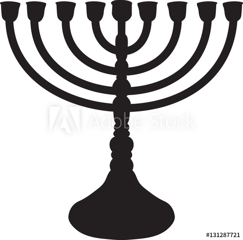 500x495 drawing of a black silhouette of a menorah - Candle Holder Drawing