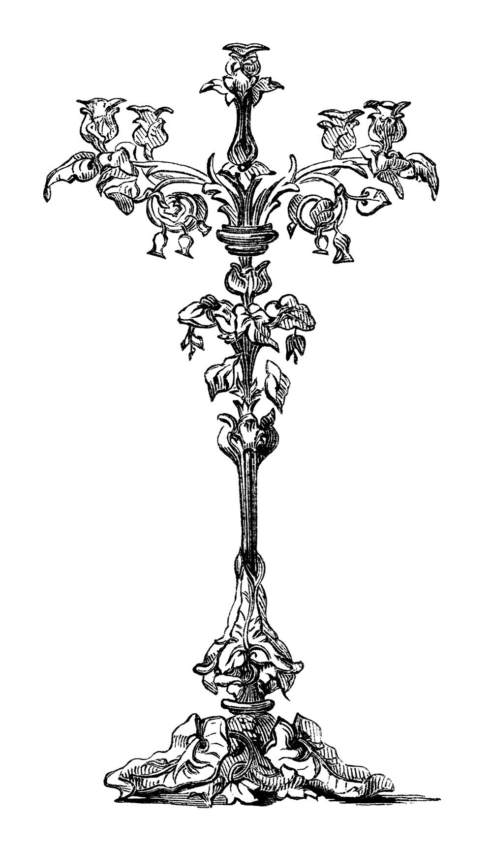 996x1720 candelabra clip art, free vintage image, antique candelabra - Candle Holder Drawing