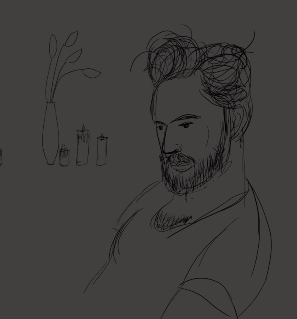 1000x1073 Man In Candle Light Art + Illustration - Candle Light Drawing