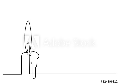 500x354 Continuous Line Drawing Of Candle Light - Candle Light Drawing