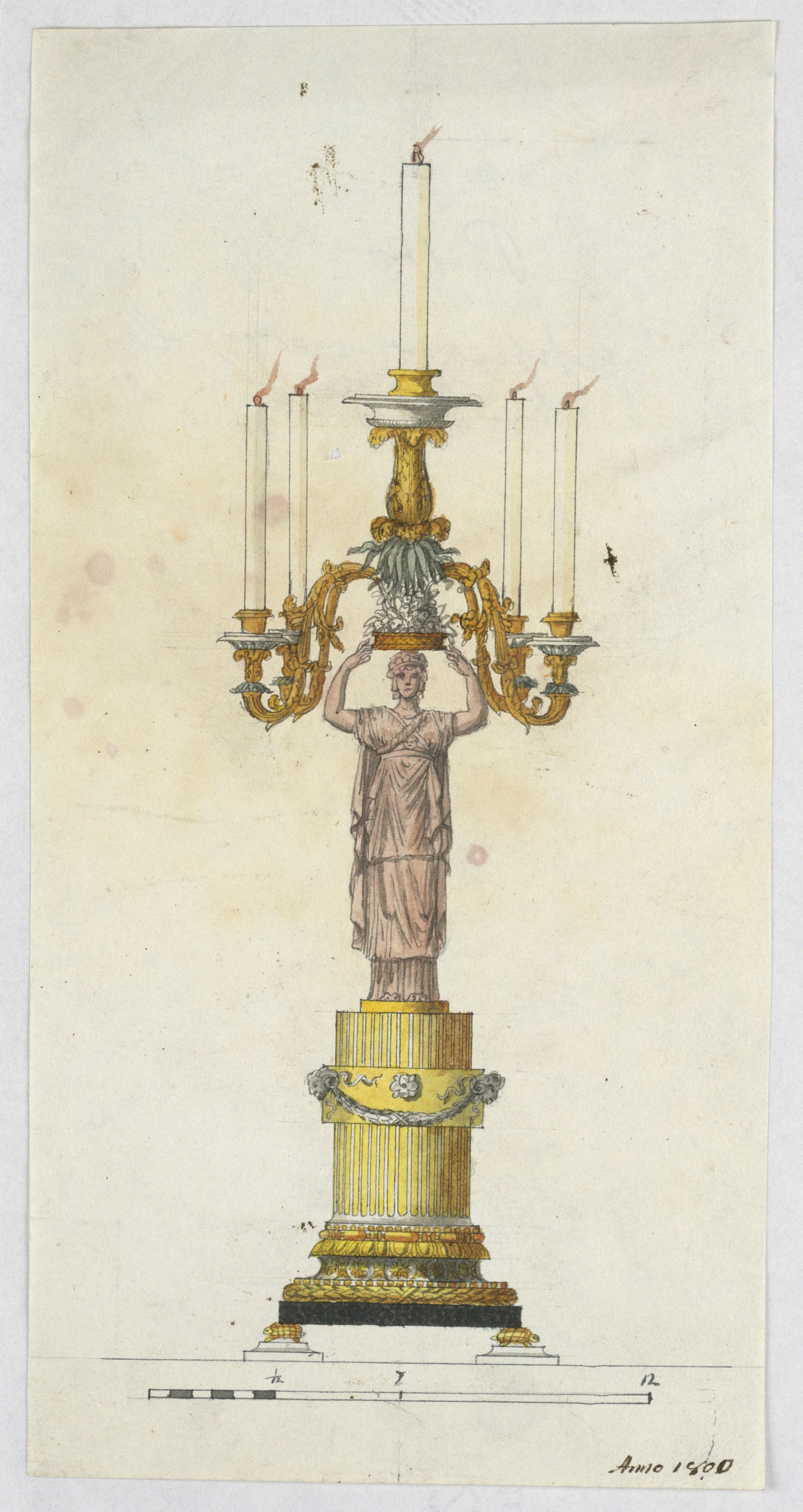 2124x4001 Filedrawing, Design For A Candlestick - Candlestick Drawing