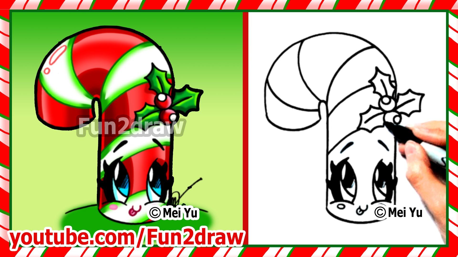 1920x1080 How To Draw Christmas Stuff Things - Candy Cane Drawing