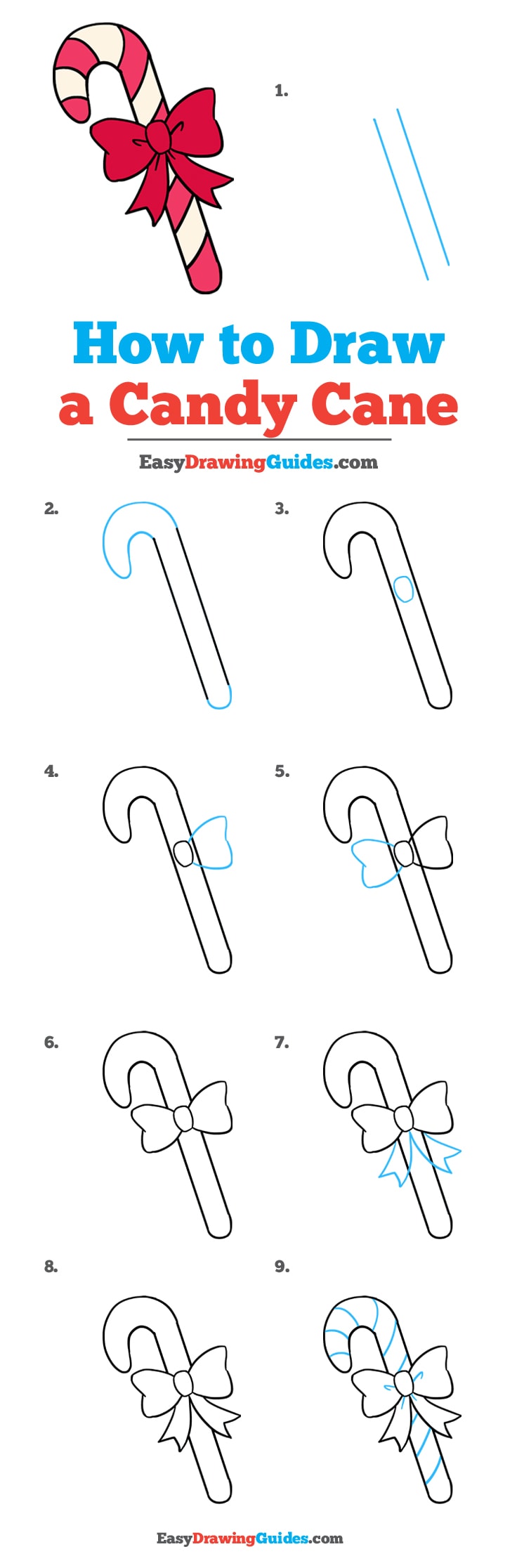 736x2232 how to draw a candy cane - Candy Cane Drawing