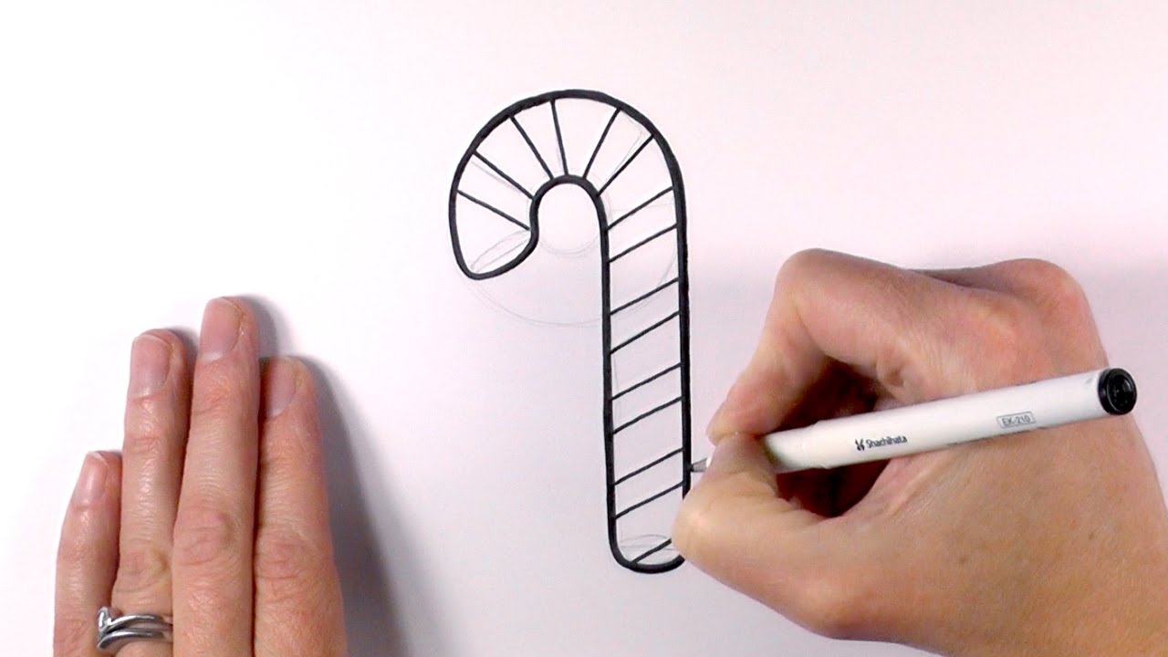 1280x720 how to draw a cartoon christmas candy cane - Candy Cane Drawing