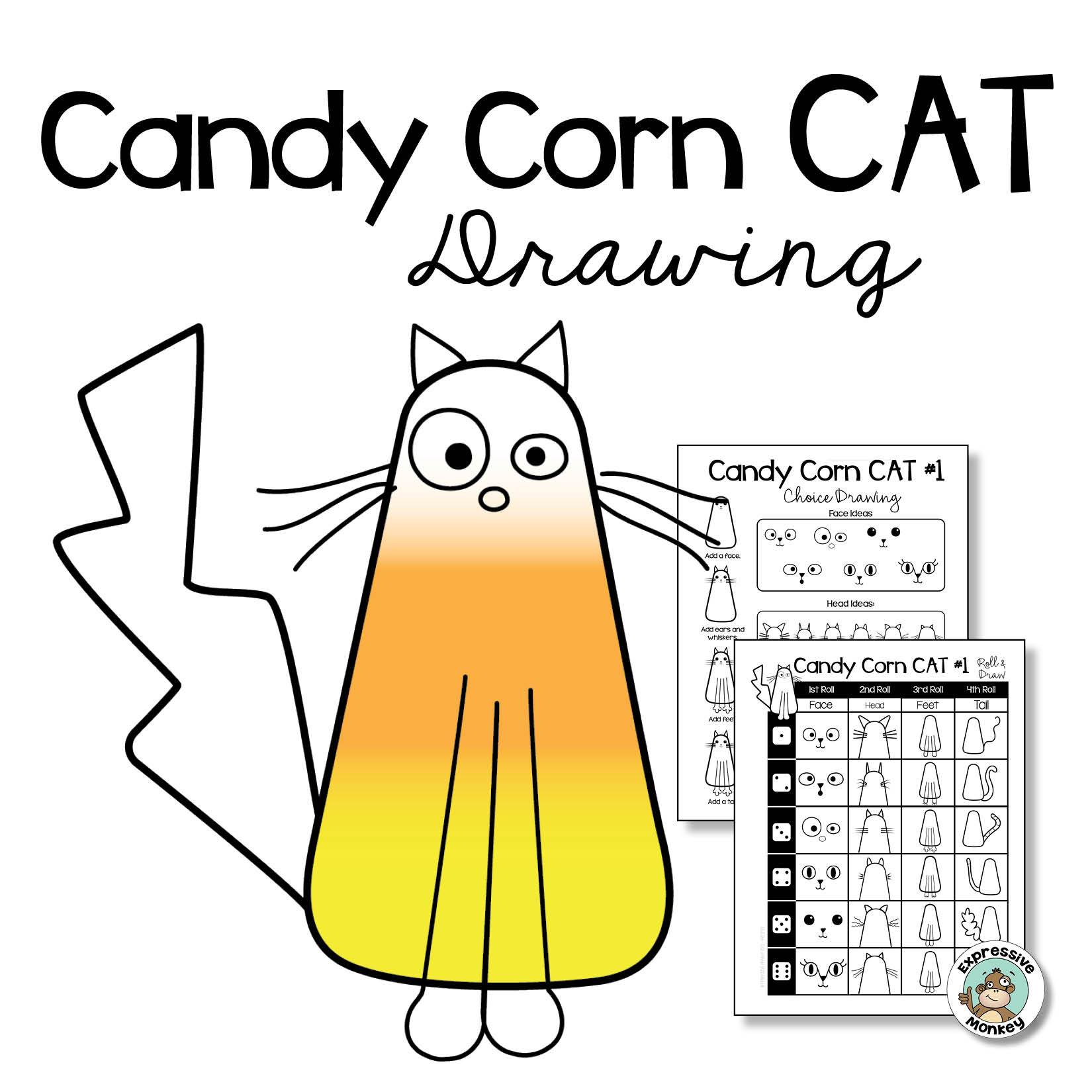 1650x1650 drawing candy corn cats expressive monkey - Candy Corn Drawing