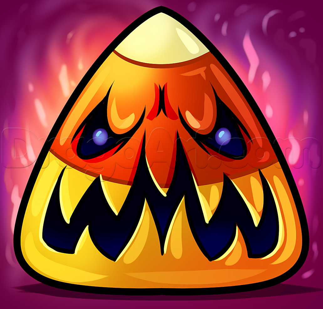 1031x986 how to draw a halloween candy corn, step - Candy Corn Drawing