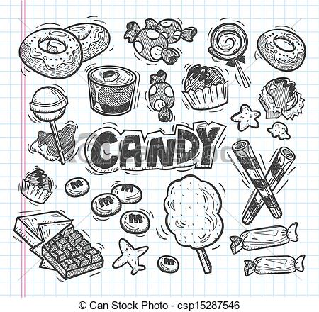 450x440 Set Of Doodle Candy Icons - Candy Drawing