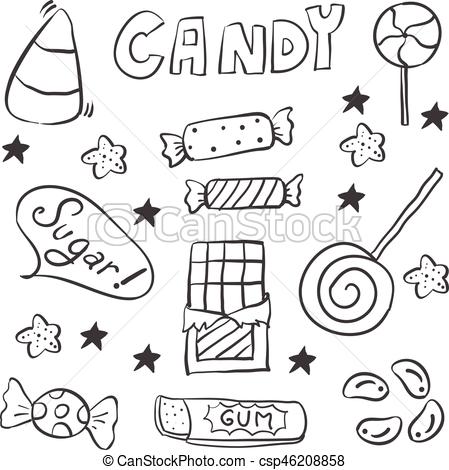 449x470 Sweet Candy Hand Draw Doodle Style Vector Illustration - Candy Drawing
