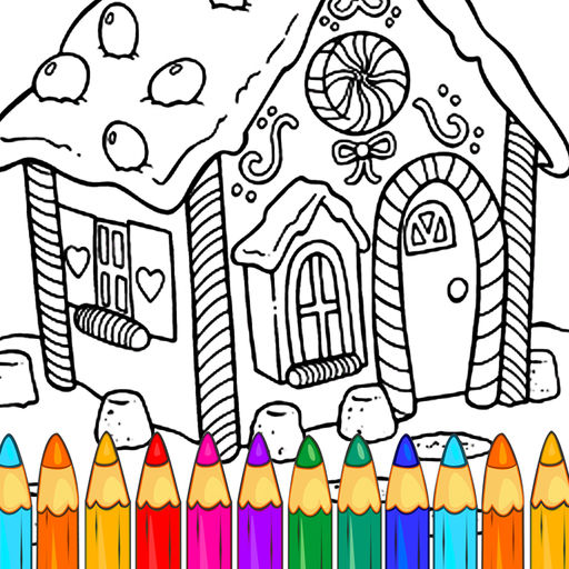 512x512 coloring game loud candy house - Candy House Drawing